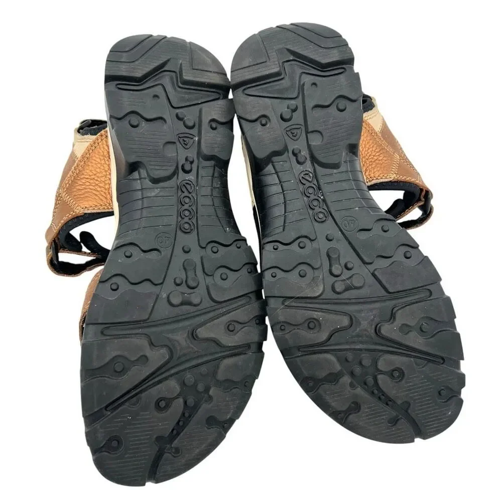 ECCO Women's Offroad Leather Open Toe Strappy Hiking Sandals Brown Size 40/9-9.5